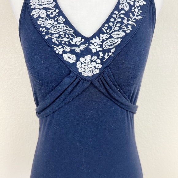 Ann Taylor LOFT Navy Embroidered Wrap Top - Picture 5 of 7